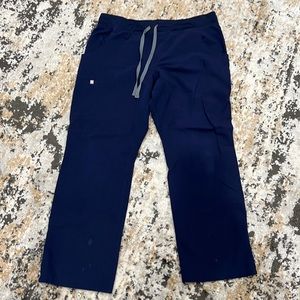 Used Navy Blue Figs Scrub Pants Size Large Petite